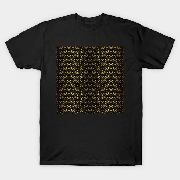Black and Gold Vintage Art Deco Diagonal Diamond Geometric Repeat T-Shirt by podartist